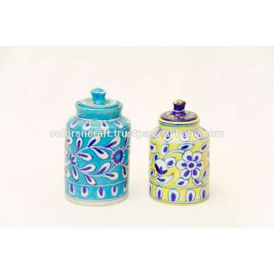 Designer Handmade Home storage ceramic blue pottery pickle jar