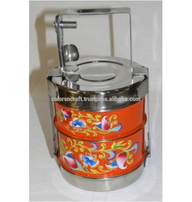 Marvelous Hand Painted Hot Tiffin Lunch Box with vivacious definition of colors and an artistic touch