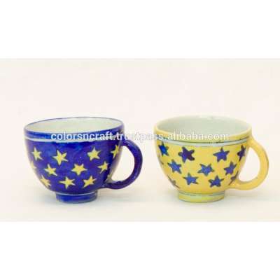 Jaipuri designer handmade Tea and coffee cups set for drinkware of ceramic and bluepottery