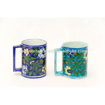 Vinatge jaipuri Ceramic blue pottery beer mug