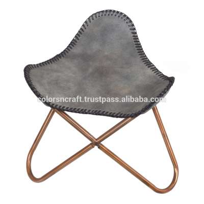 high quality genuine leather outdoor lightweight knockdown camping stool