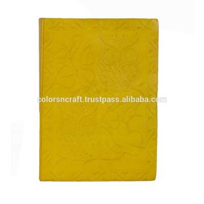 yellow color genuine leather journal