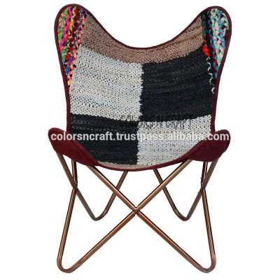 genuine quality leather and chindi butterfly chair