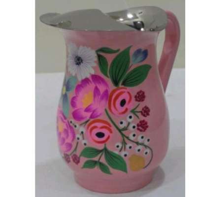 Handmade stainless steel floral printed jug