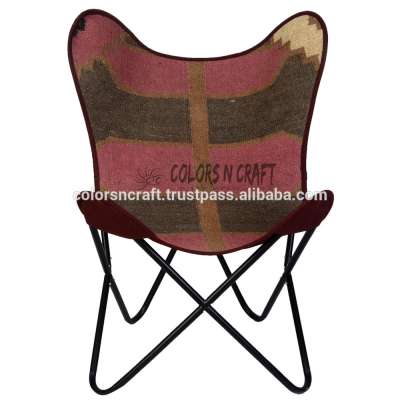 high quality jute killim butterfly chair with knockdown stand