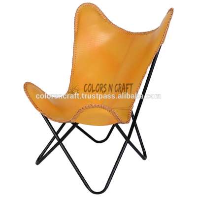 antique style high quality leather butterfly chair for garden