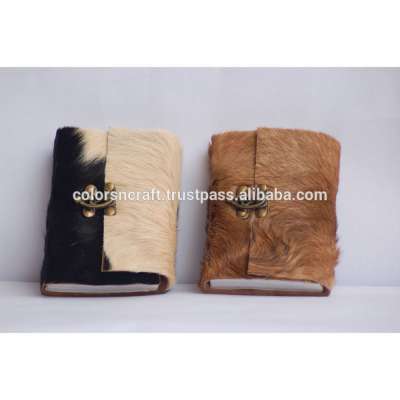 genuine goat leather hairon custom flap leather journal