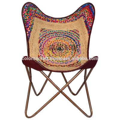 high quality jute and chindi butterfly chair